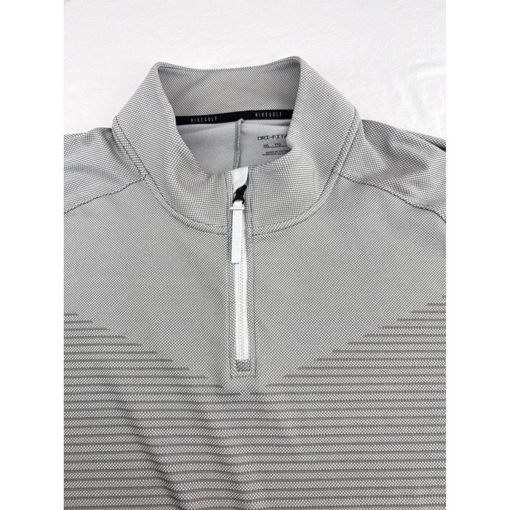 Nike Golf Dri-FIT ADV Mens XXL Grey Stripe Quarter Zip Pullover DH0982-025